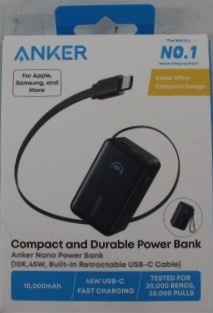 SALE OUT. | Anker Nano Power Bank 45W with Built-In Retractable USB-C Cable | A1638H11 | 10000 mAh | Black | DEMO