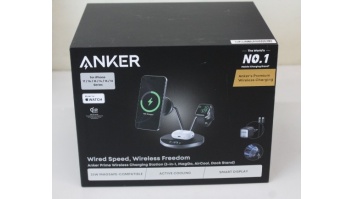 SALE OUT. Anker Prime Wireless Charging Station Qi2.2  25W wireles charging  (3-in-1, MagGo, AirCool, Dock Stand) PSU added | UNPACKED, SCRACHED ON SCREEN