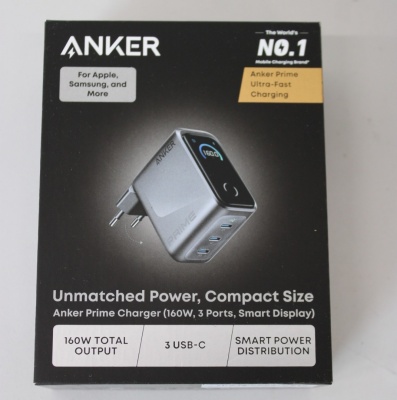 SALE OUT. Anker Prime Charger, 3 Ports, Silver | Anker Prime Charger, 3 Ports, 160W, Silver | DEMO
