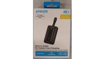 Anker Power Bank with Built-In USB-C Cable | A1688H11 | 10000 mAh | Black | DAMAGED PACKAGING