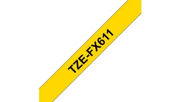 Brother | TZe-FX611 Flexible ID Laminated Tape | Black on Yellow | TZe | 8 m | 6 cm