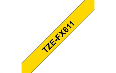 Brother | TZe-FX611 Flexible ID Laminated Tape | Black on Yellow | TZe | 8 m | 6 cm