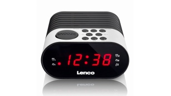 Lenco radio pulkstenis, ar dubultā modinātāja funkciju, balts