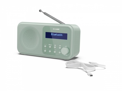 Sharp DR-P420(GN) Tokyo Portable Digital Radio, FM/DAB/DAB+, Bluetooth 5.0, USB or Battery Powered, Aquamarine Green | Sharp