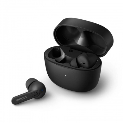 PHILIPS in-ear true bezvadu austiņas ar portatīvo uzlādes ietvaru, melnas