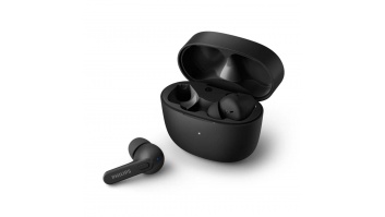 PHILIPS in-ear true bezvadu austiņas ar portatīvo uzlādes ietvaru, melnas