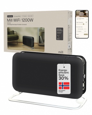Mill CO1200WIFI3BLACK GEN3 Convection Heater, 1200W, Steel fronts, LED display, Black | Mill | Heater | CO1200WIFI3BLACK GEN3 | Convection Heater | 1200 W | Black