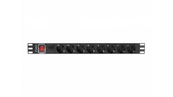 Lanberg Power Distribution unit (PDU) 19" 1U 16A 2m 8X Schuko oulets | PDU-08F-0200-BK