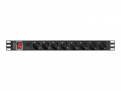 Lanberg Power Distribution unit (PDU) 19" 1U 16A 2m 8X Schuko oulets | PDU-08F-0200-BK