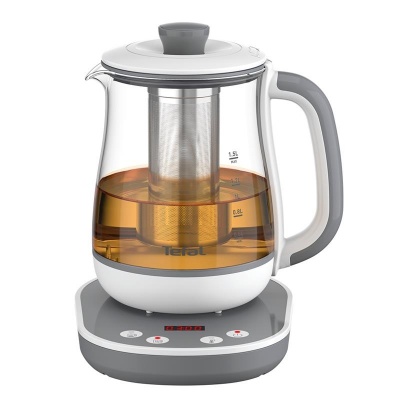 TEFAL BJ551B10 | Tea Kettle | 1400 W | 1.5 L | Glass | 360° rotational base | White/Grey