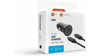 Fixed USB-C Car Charger 20W+ USB-C/USB-C Cable | FIXCC20N-CC-BK