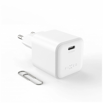 Fixed Mini GaN power adapter with USB-C output and PD support, 65W