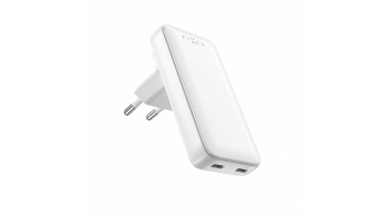 Fixed Slim Traveller 2xUSB-C Travel Charger with world adapters, GaN, 45W | White