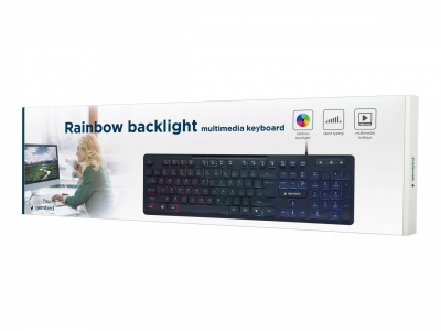 Gembird | "Rainbow" Backlight Multimedia Keyboard | KB-UML-02 | Keyboard | Wired | US | N/A | Black