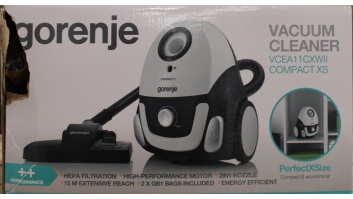 SALE OUT. | Gorenje | Vacuum cleaner | VCEA11CXWII | Bagged | 750 W | Operating radius 15 m | White | Warranty 24 month(s) | DAMAGED PACKAGING
