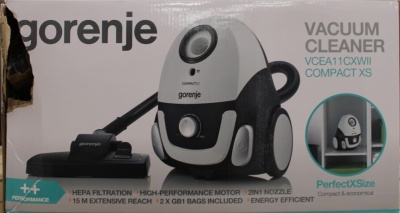SALE OUT. | Gorenje | Vacuum cleaner | VCEA11CXWII | Bagged | 750 W | Operating radius 15 m | White | Warranty 24 month(s) | DAMAGED PACKAGING