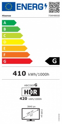 Hisense | Window Facing - High Brightness Display | 75WH80GE | 75 " | Landscape/Portrait | 24/7 | Android | Wi-Fi | 9 ms | 178 ° | 178 ° | 4000 cd/m²