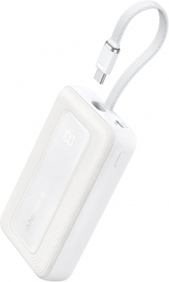 Anker Power Bank, Built-In USB-C Cable, 30W | A1688H21 | 10000 mAh | White