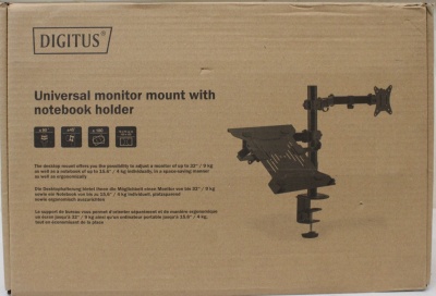 SALE OUT. DIGITUS Universal Monitor Mount with Notebook Holder | Digitus Desk Mount | DA-90436 | Tilt, swivel, height adjustment, rotate | Maximum weight (capacity) 9 kg | DAMAGED PACKAGING, SCRATCHED | Black