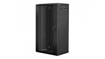 Lanberg | Rack cabinet 19" wall-mount 22U/600x450 (flat pack) with glass door | WF01-6422-10B | Black