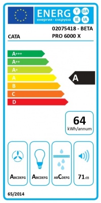 CATA BETA PRO 6000 X | Hood | Wall mounted | Energy efficiency class A | Width 60 cm | 990 m³/h | Mechanical control | LED | Stainless steel