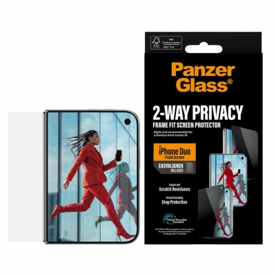 PanzerGlass Privacy w. EasyAligner | Screen protector | Apple | iPhone Duo | Glass | Transparent