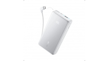 Anker Power Bank 22.5W, Built-In USB-C Cable | Zolo | 20000 mAh | USB-C | White