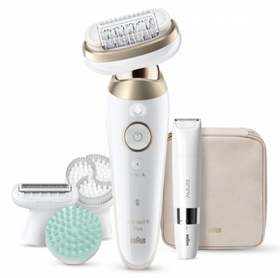 Braun Silk-épil 9 Flex SkinSpa SES9-481 3D Epilator, Wet & Dry, White/Gold