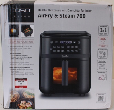 SALE OUT. Caso Steam & AirFry 700 Air fryer with Steam function, 1700 W, Capacity 7 L, Black | Caso | Air Fryer with Steam Function | Steam and AirFry 700 | Power 1700 W | Capacity 7 L | Black | DAMAGED PACKAGING, MISSING INNER PACKAGING, SCRATCHED, DIRTY
