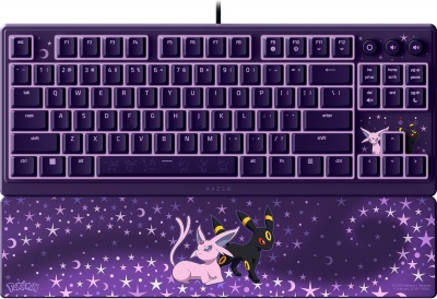 Razer Ornata V3 Tenkeyless | Gaming keyboard | Wired | US | Razer Mecha-Membrane Switches | Wrist Rest | Pokémon Espeon/Umbreon Edition