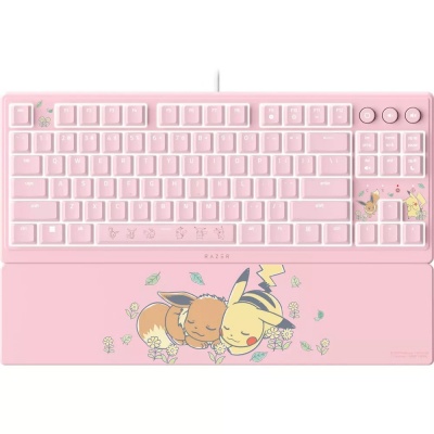 Razer Ornata V3 Tenkeyless | Gaming keyboard | Wired | US | Razer Mecha-Membrane Switches | Wrist Rest | Pikachu Eevee Edition