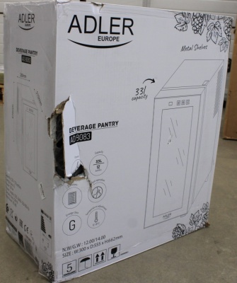SALE OUT. Adler | Beverage Pantry | AD 8083 | Energy efficiency class G | Free standing | Bottles capacity 12 | Black | DAMAGED PACKAGING, SCRATCHED DOOR AND THE RIGHT SIDE