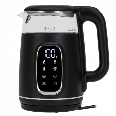 Adler Kettle with LED Display | AD 1305 | Electric | 2200 W | 1.7 L | Plastic | 360° rotational base | Black/Silver