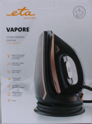 SALE OUT. ETA ETA429090000 Vapore Steam station, 3000 W, Black | ETA Vapore 4290 90000 | Steam Iron | 3000 W | Water tank capacity 1500 ml | Continuous steam 120 g/min | Black | DAMAGED PACKAGING