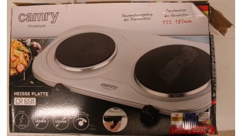 SALE OUT. Camry | CR 6511 | Number of burners/cooking zones 2 | Rotary knobs | Electric | Stainless steel | DAMAGED PACKAGING