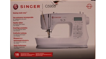 SALE OUT. | Singer Sewing Machine | C5955 | Number of stitches 417 | Number of buttonholes 8 | White | DAMAGED PACKAGING AND EXTENSION TABLE COVER PAINT