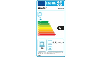 Simfer | Cooker | 4403SERBB | Hob type Gas | Oven type Electric | White | Width 50 cm | Depth 55 cm | Electronic ignition | Energy efficiency class A | 48 L