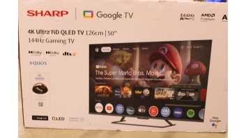SALE OUT. Sharp 50HR7265E 50" (126cm) QLED 144Hz 4K Ultra HD Google TV, Dolby Vision, Dolby Atmos, Central Stand | SALE OUT. Sharp 50HR7265E | 50 | Smart TV | Google TV | Black | DAMAGED PACKAGING, SCRATCHED ON THE SCREEN
