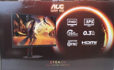 SALE OUT. AOC Gaming 27G4ZR 27" 1920x1080/1ms/300cd/m², HDMI, DisplayPort, Headphone Out | SALE OUT. | AOC | 27G4ZR | 27 " | Fast IPS | FHD | 16:9 | 240 Hz | 1 ms | 1920 x 1080 pixels | 350 cd/m² | HDMI ports quantity 2 | Black | Warranty 36 month(s) | DA